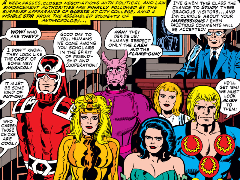 The Eternals (and Kor the Deviant) officially meet humankind in Eternals #6.